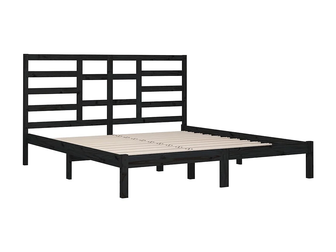 Bedframe massief hout zwart 200x200 cm NL39565