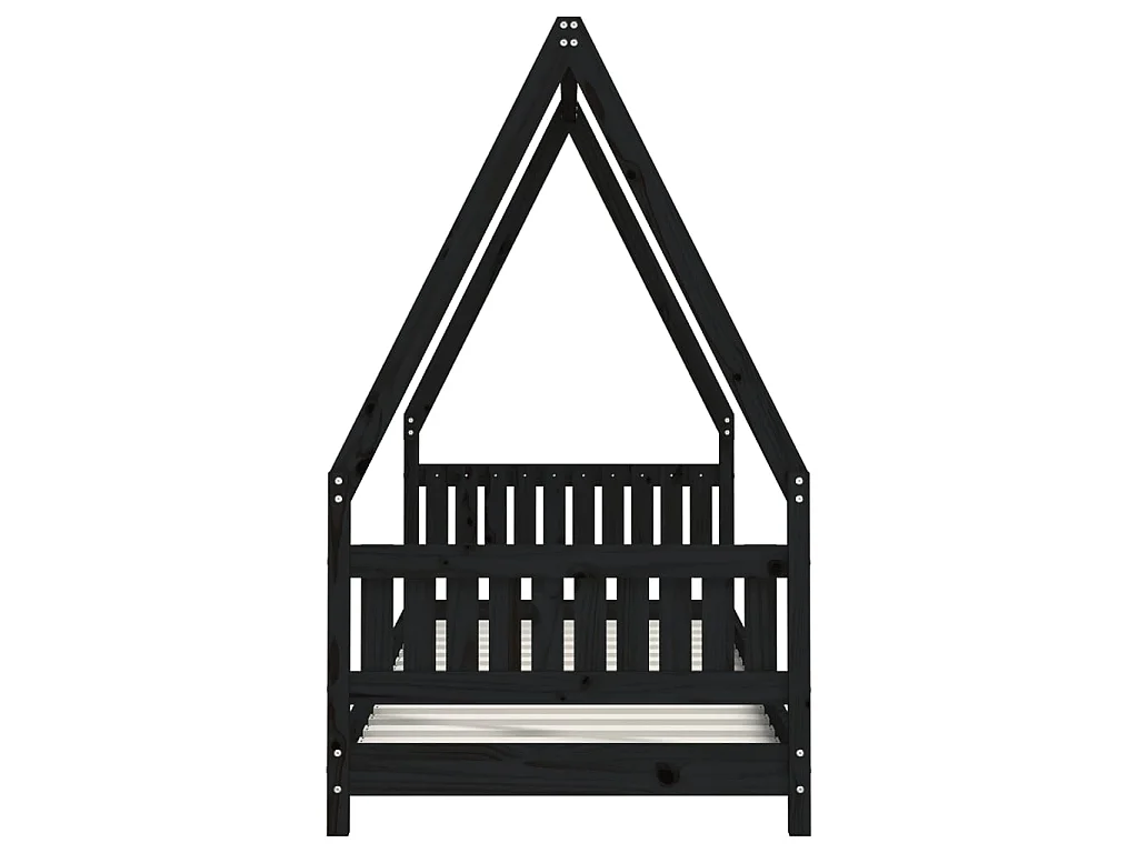 Lit-80x200 cm pour enfants noir bois de pin massif EGGB65944