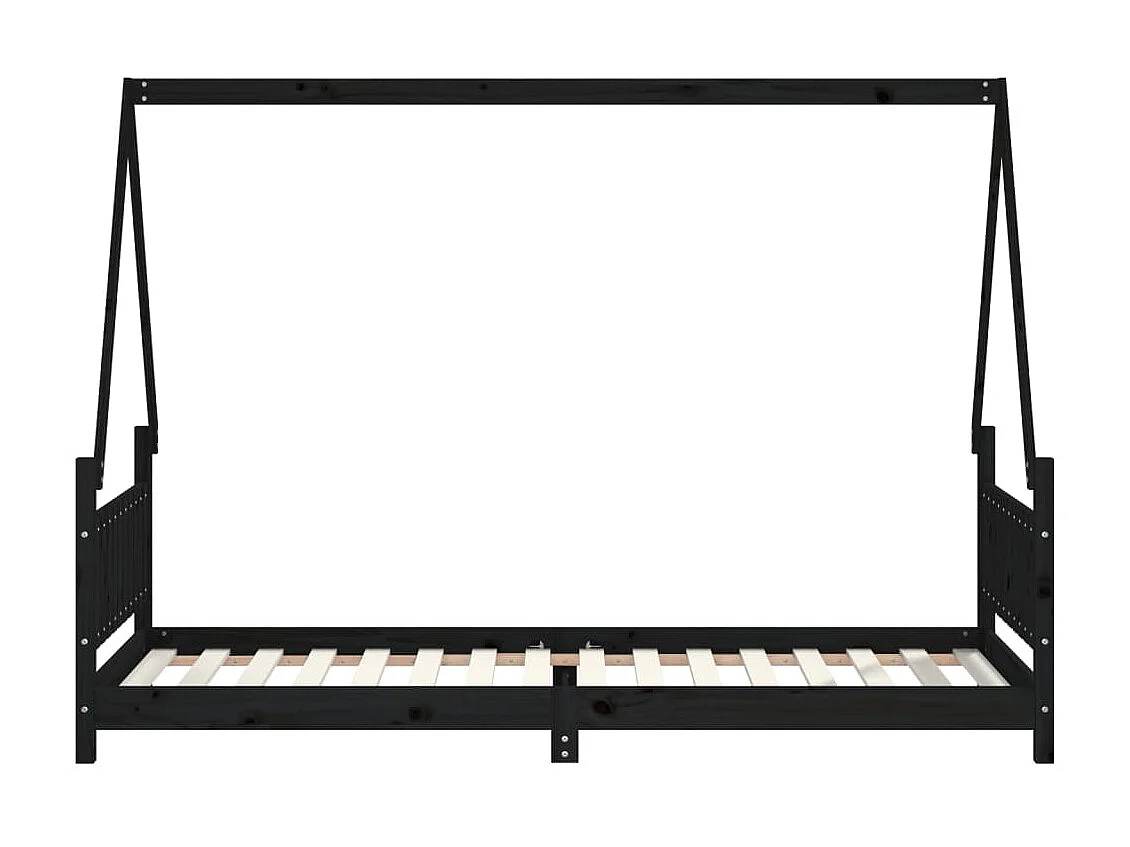 Cama infantil 80x200 cm pinho maciço preto PT131045