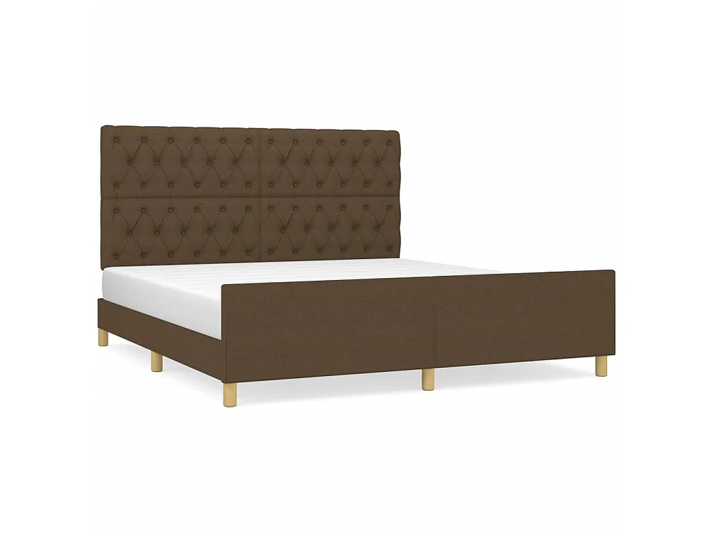 Lit-160x200 cm avec tête de lit Marron foncé Tissu EGGB74006