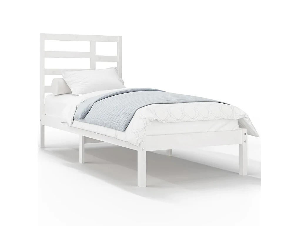 Cama 90x200 cm madera maciza de pino blanca ES50129