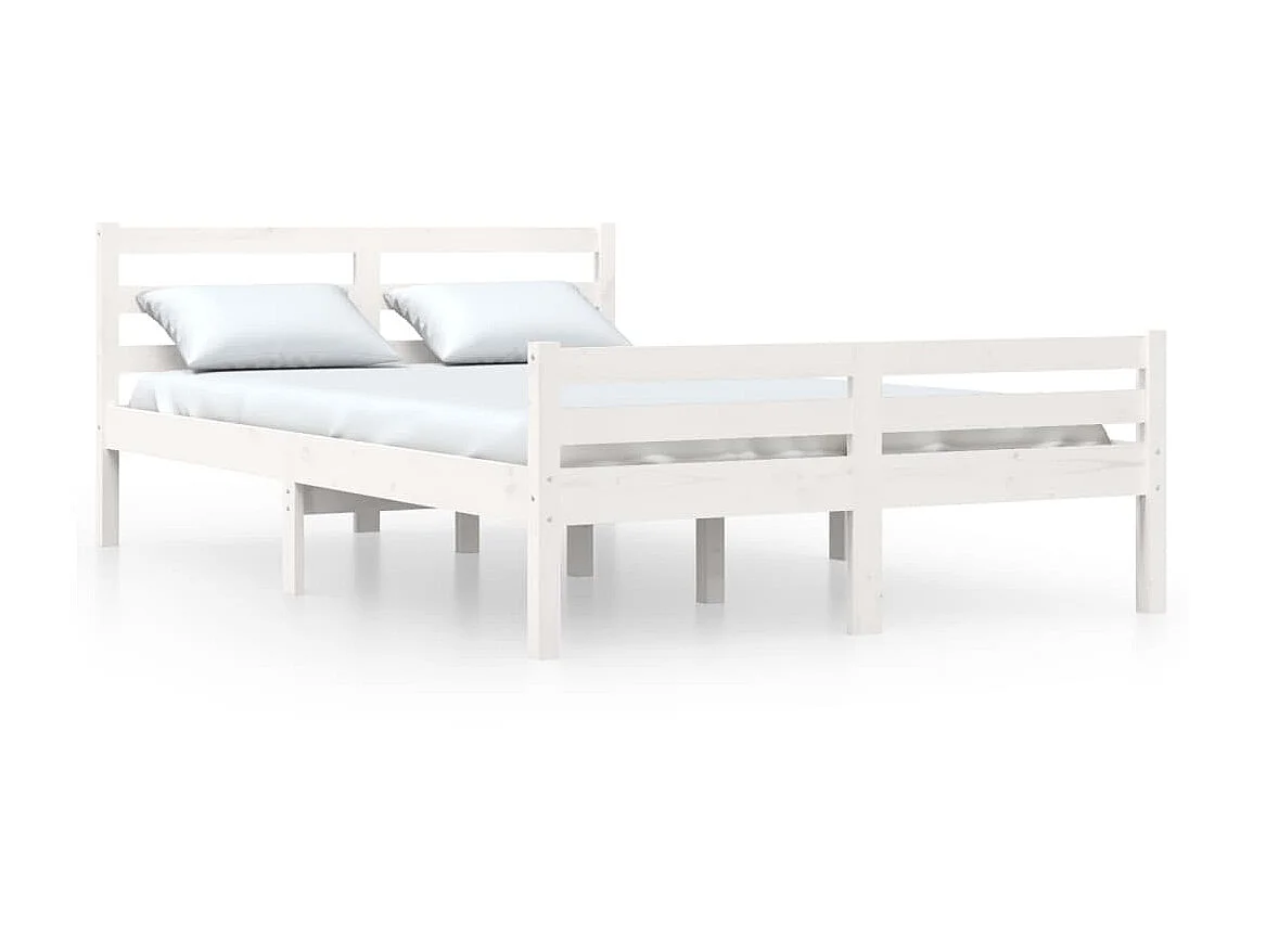 Lit-140x200 cm Blanc Bois massif EGGB15803