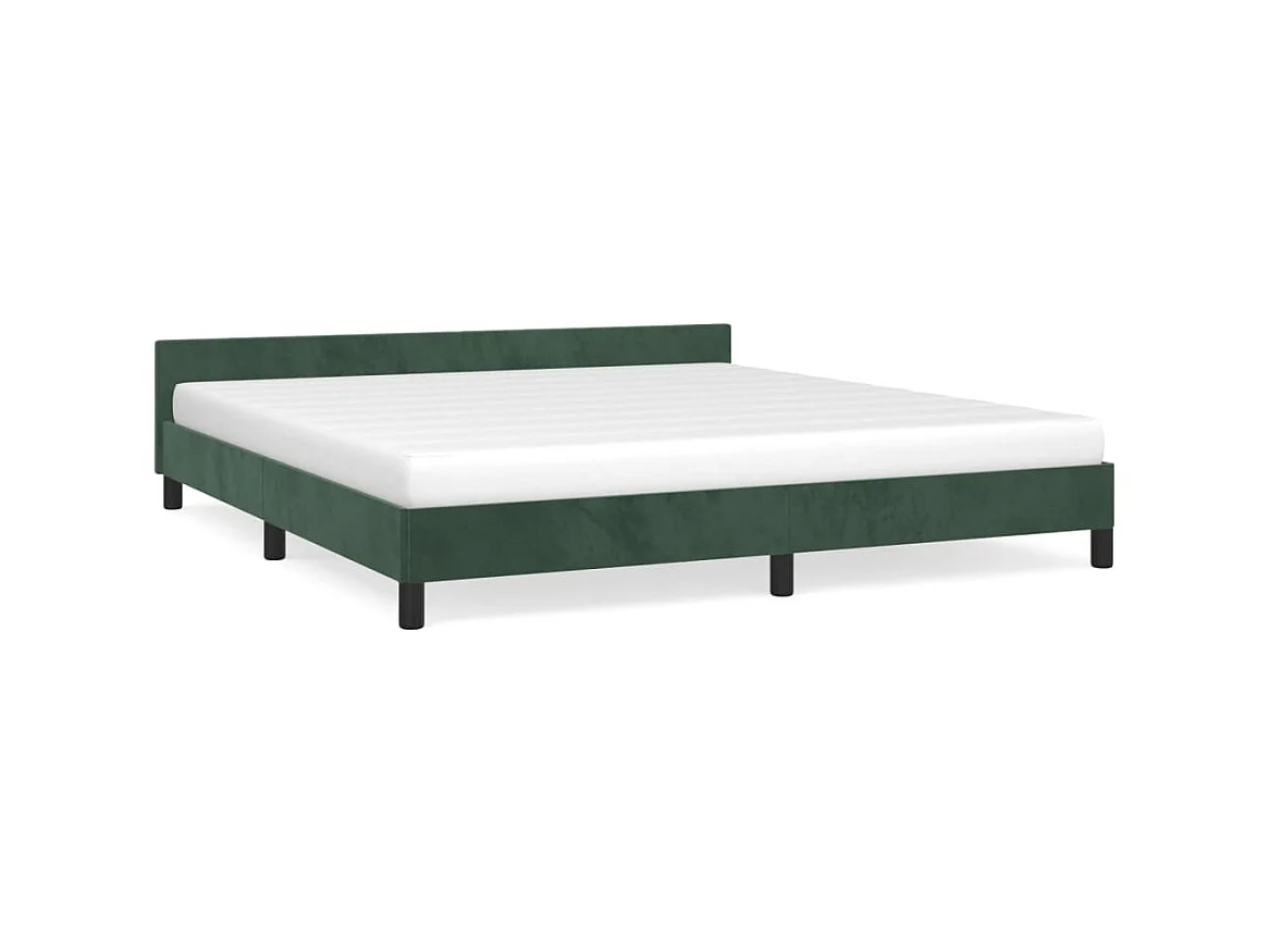 Cama 160x200 cm con cabecero terciopelo verde oscuro ES65719