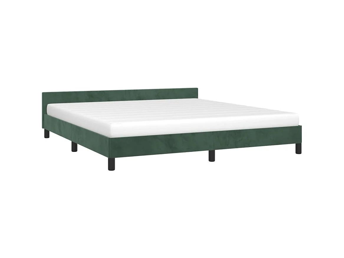 Cama 160x200 cm con cabecero terciopelo verde oscuro ES65719