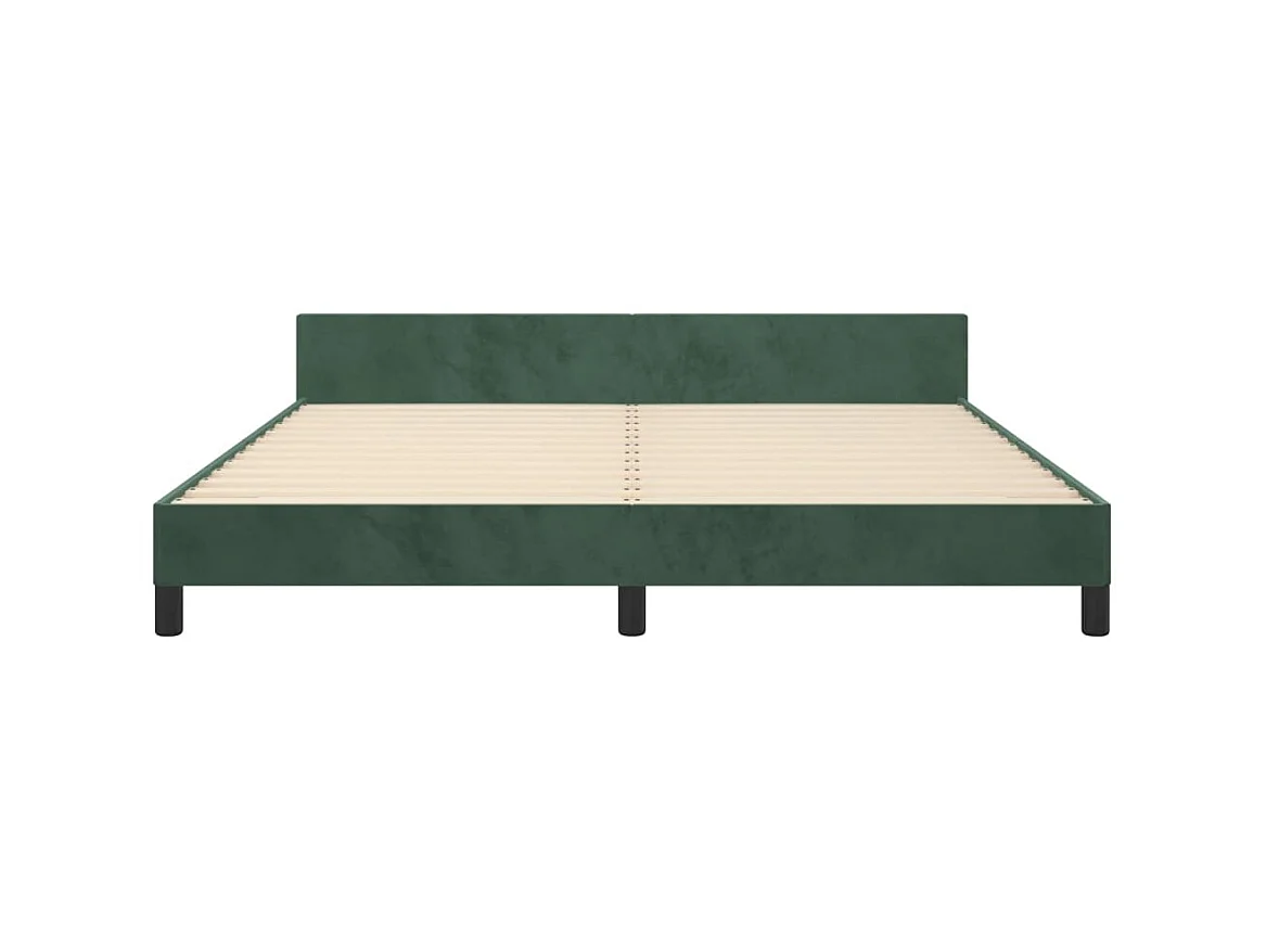 Cama 160x200 cm con cabecero terciopelo verde oscuro ES65719
