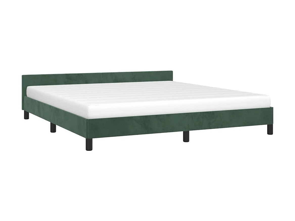 Cama 160x200 cm con cabecero terciopelo verde oscuro ES65719