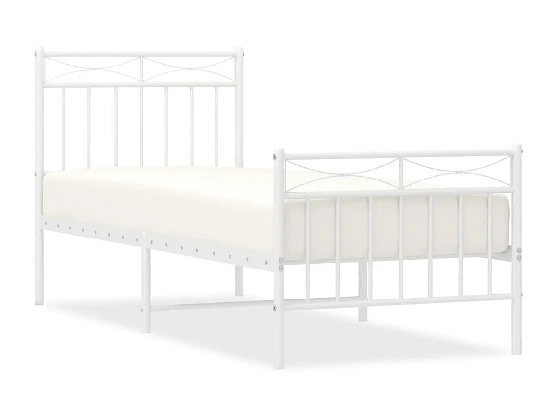Lit-80x200 cm métal avec tête de lit/pied de lit blanc EGGB69859