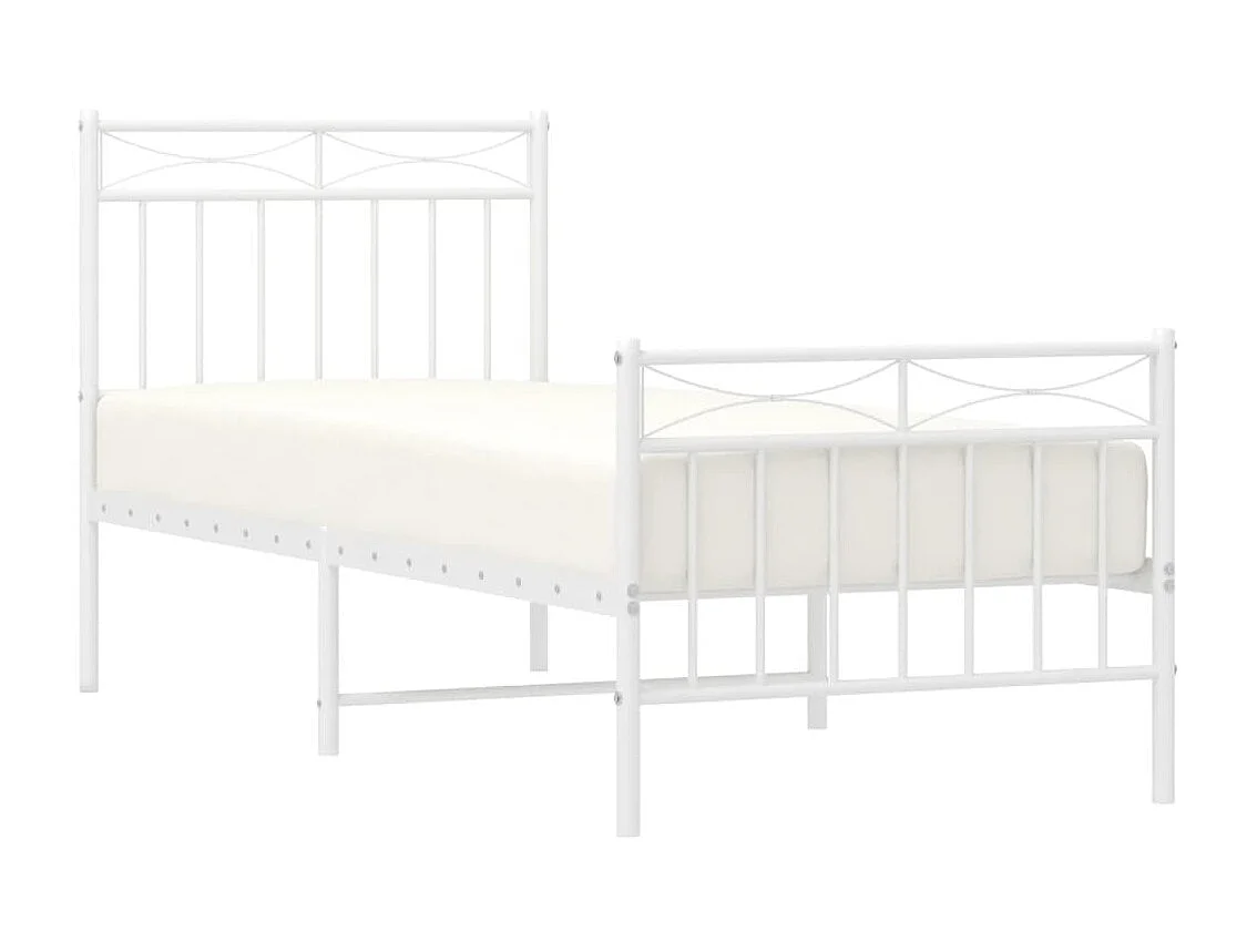 Lit-80x200 cm métal avec tête de lit/pied de lit blanc EGGB69859
