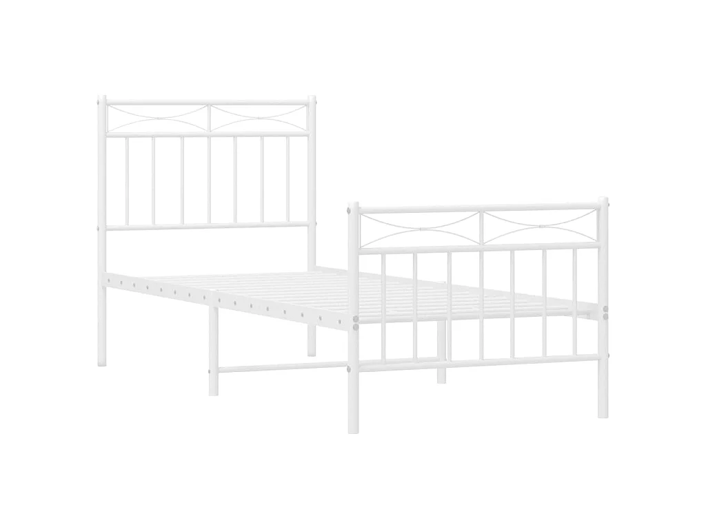 Lit-80x200 cm métal avec tête de lit/pied de lit blanc EGGB69859