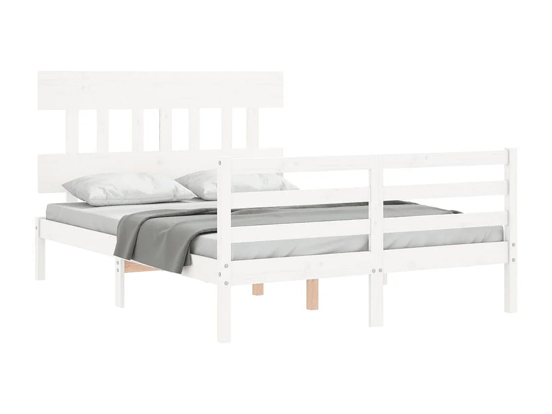 Lit-120x190 cm avec tête de lit blanc petit double bois massif EGGB52209