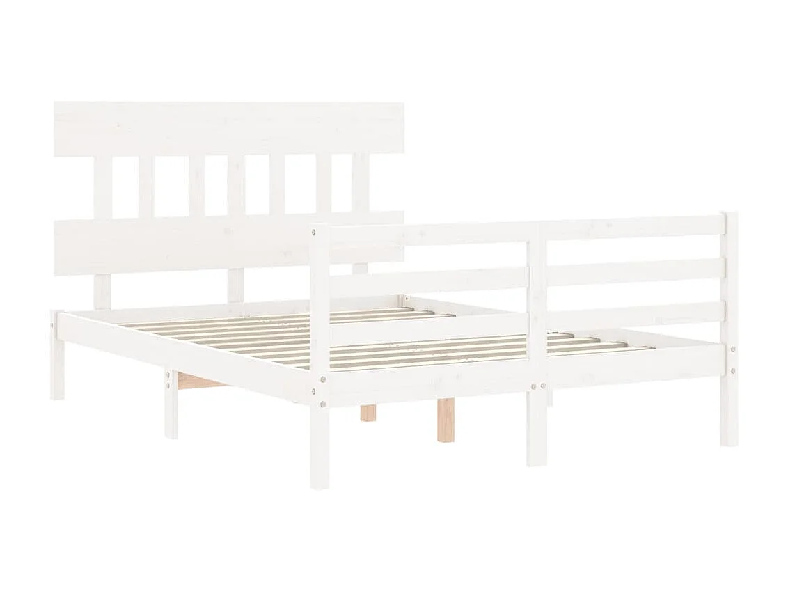 Lit-120x190 cm avec tête de lit blanc petit double bois massif EGGB52209