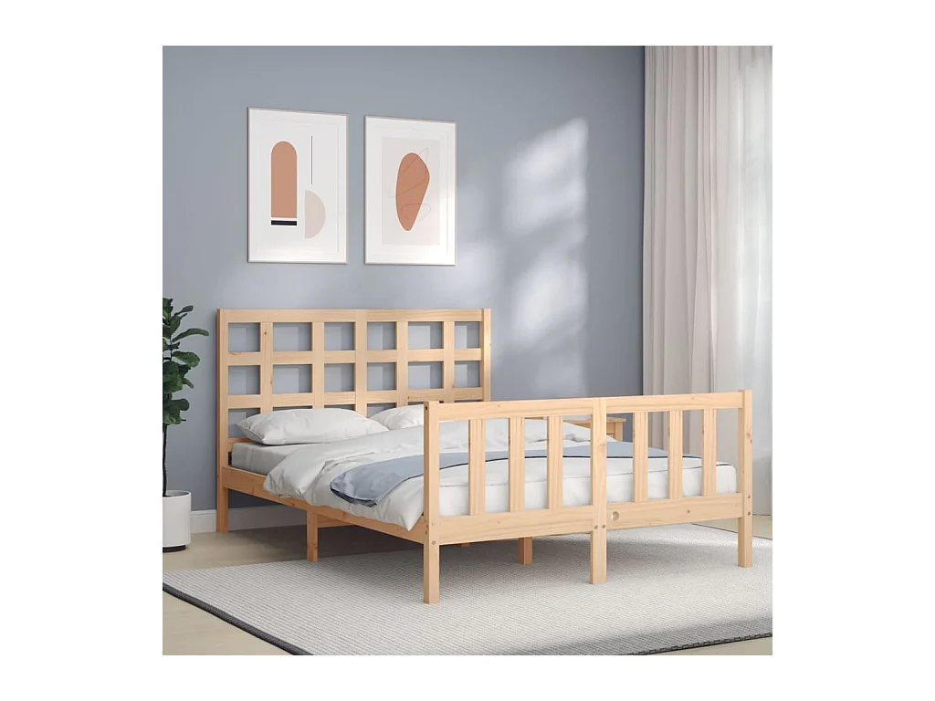 Lit-120x190 cm avec tête de lit petit double bois massif EGGB20199