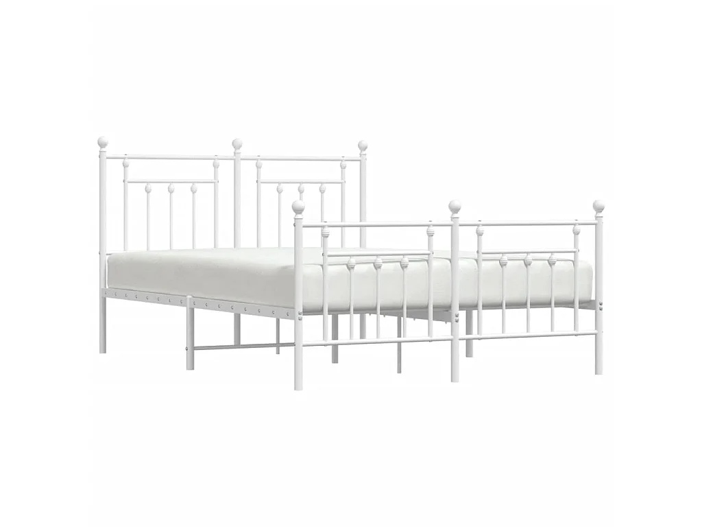 Cama com cabeceira e pés 140x200 cm metal branco PT394165