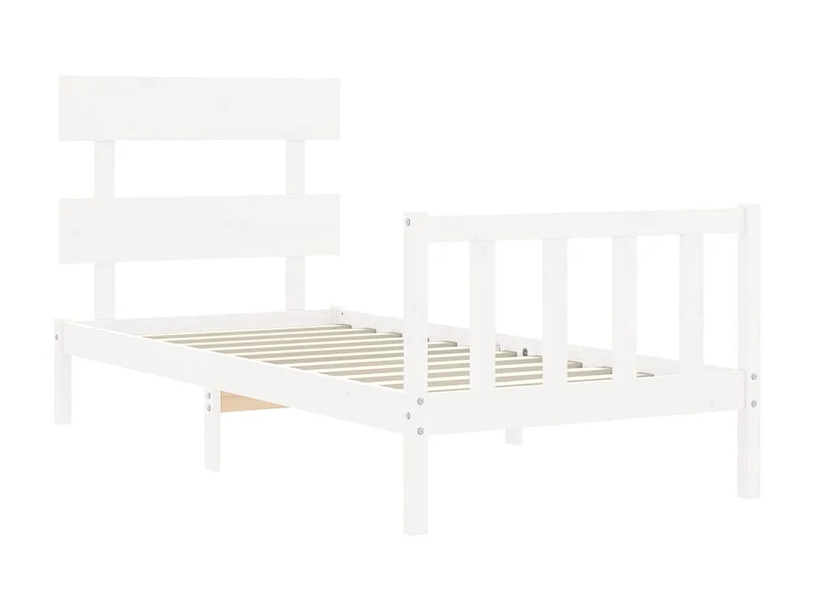 Lit-90x200 cm avec tête de lit blanc bois massif EGGB87577