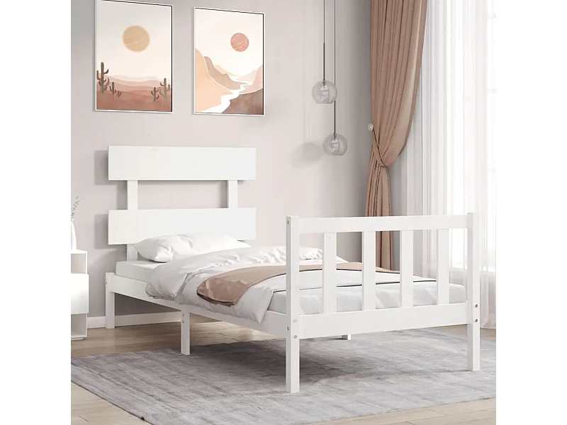 Cama com cabeceira 90x200 cm madeira maciça PT785605