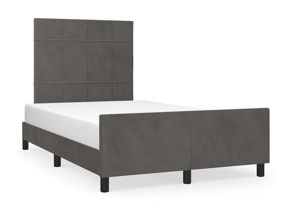Lit-120x200 cm avec tête de lit Gris foncé Velours EGGB61645