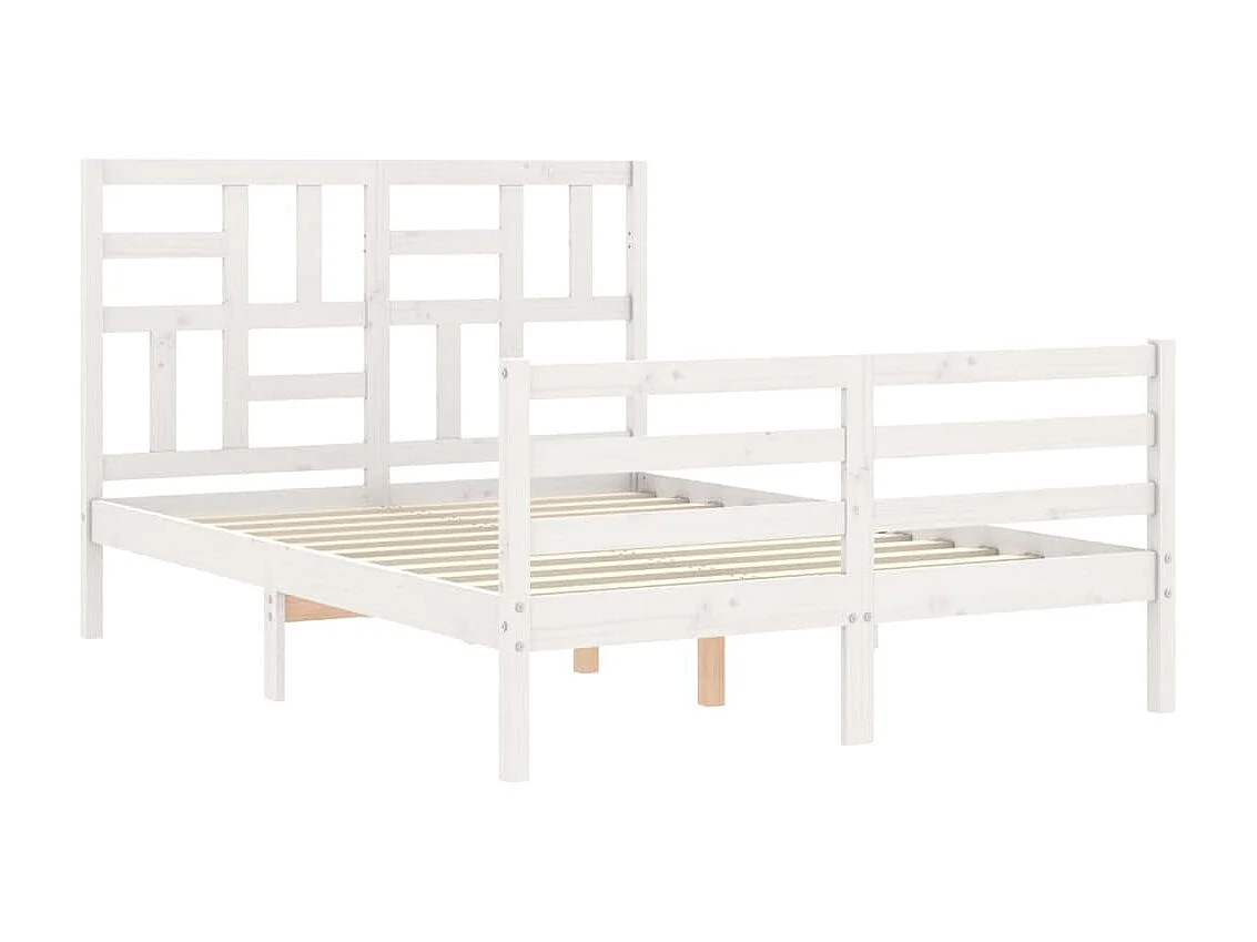 Cama de adulto com cabeceira 120x200cm madeira maciça branco PT842583