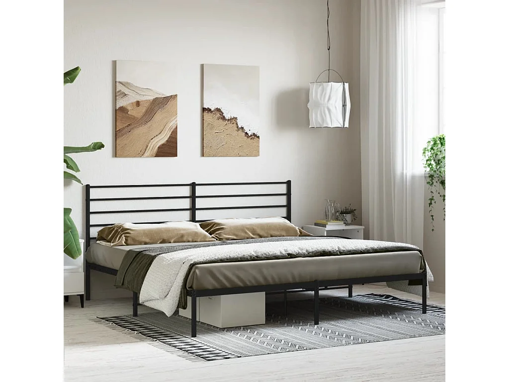 Bedframe met hoofdbord metaal zwart 200x200 cm NL64547