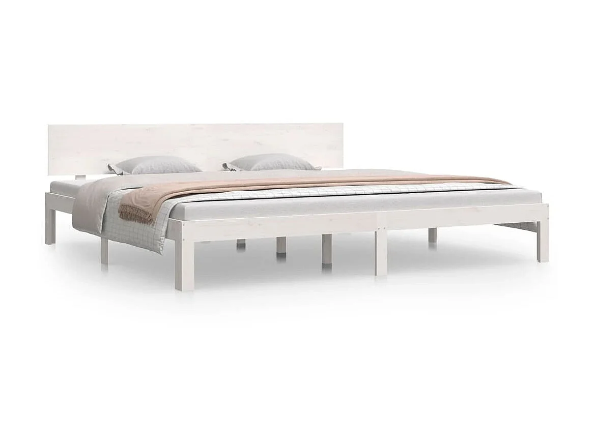 Lit-200x200 cm Blanc Bois de pin massif EGGB16681