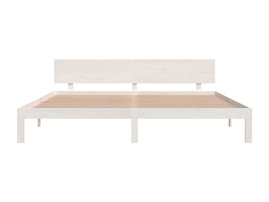 Lit-200x200 cm Blanc Bois de pin massif EGGB16681