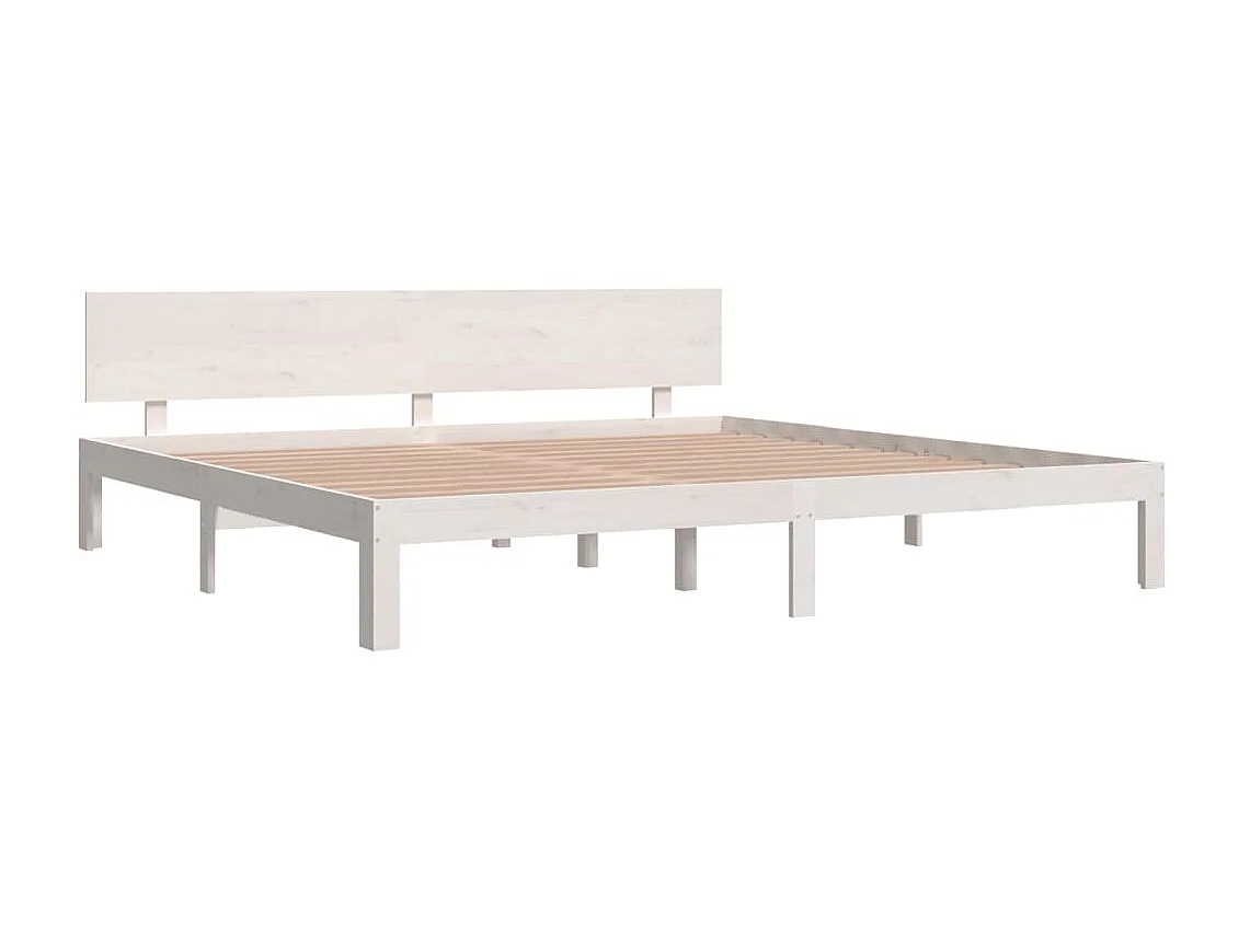 Cama 200x200 cm pinho maciço branco PT472055