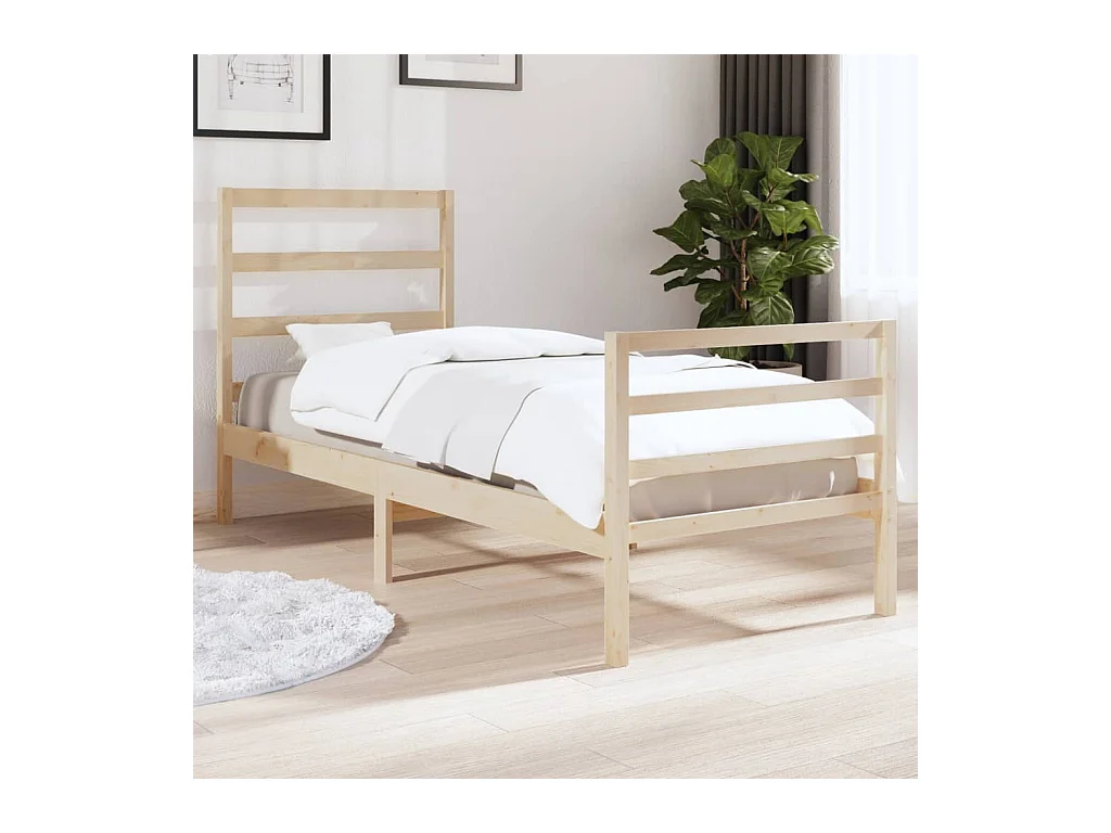 Lit-90x190 cm bois de pin massif simple EGGB11492
