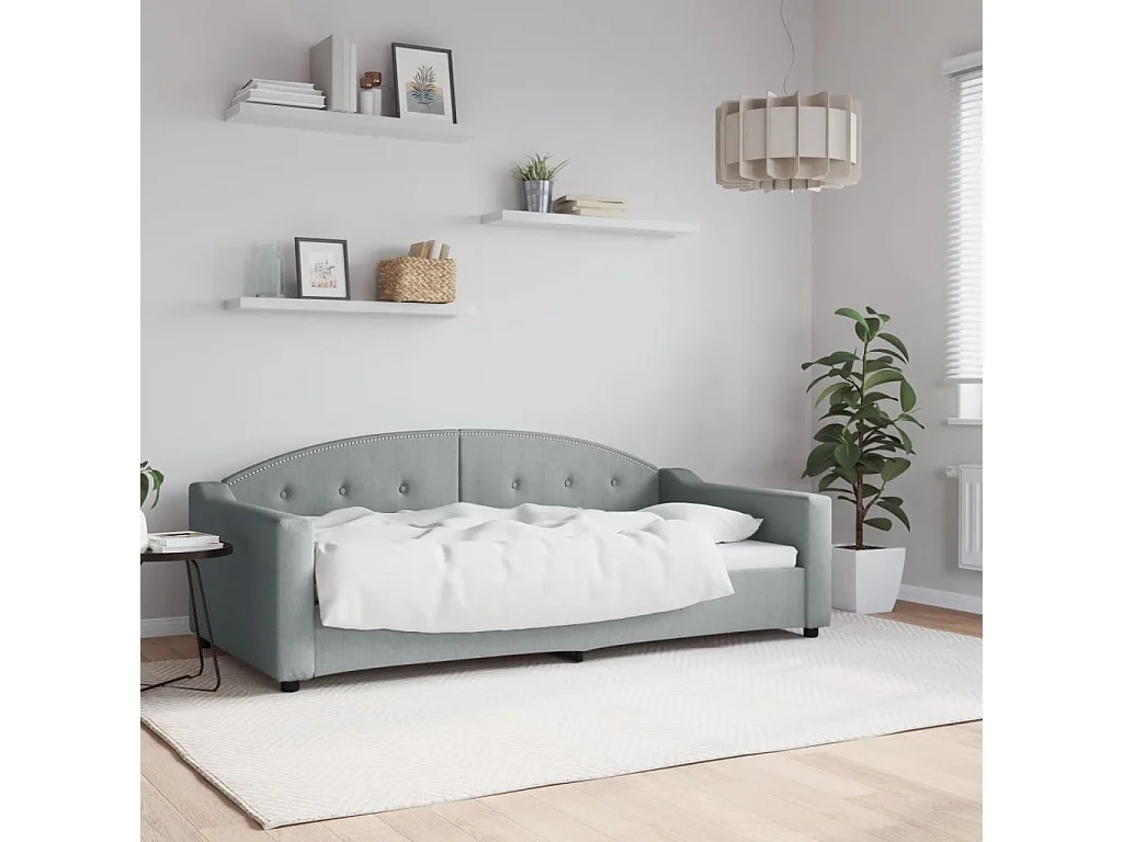Lit-90x190 cm de repos gris clair tissu EGGB33206