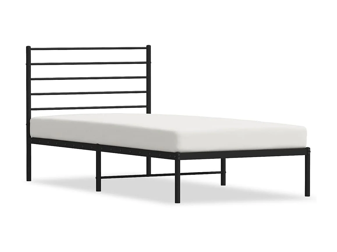 Lit-90x200 cm métal avec tête de lit noir EGGB79072