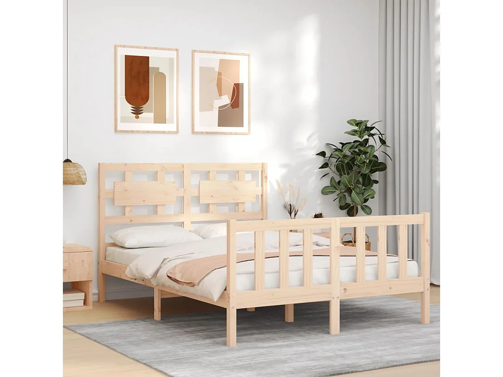 Lit-120x200 cm avec tête de lit bois massif EGGB51164