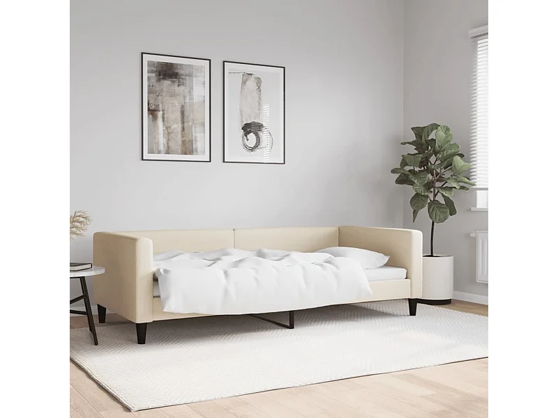 Lit-90x200 cm de repos crème tissu EGGB50340