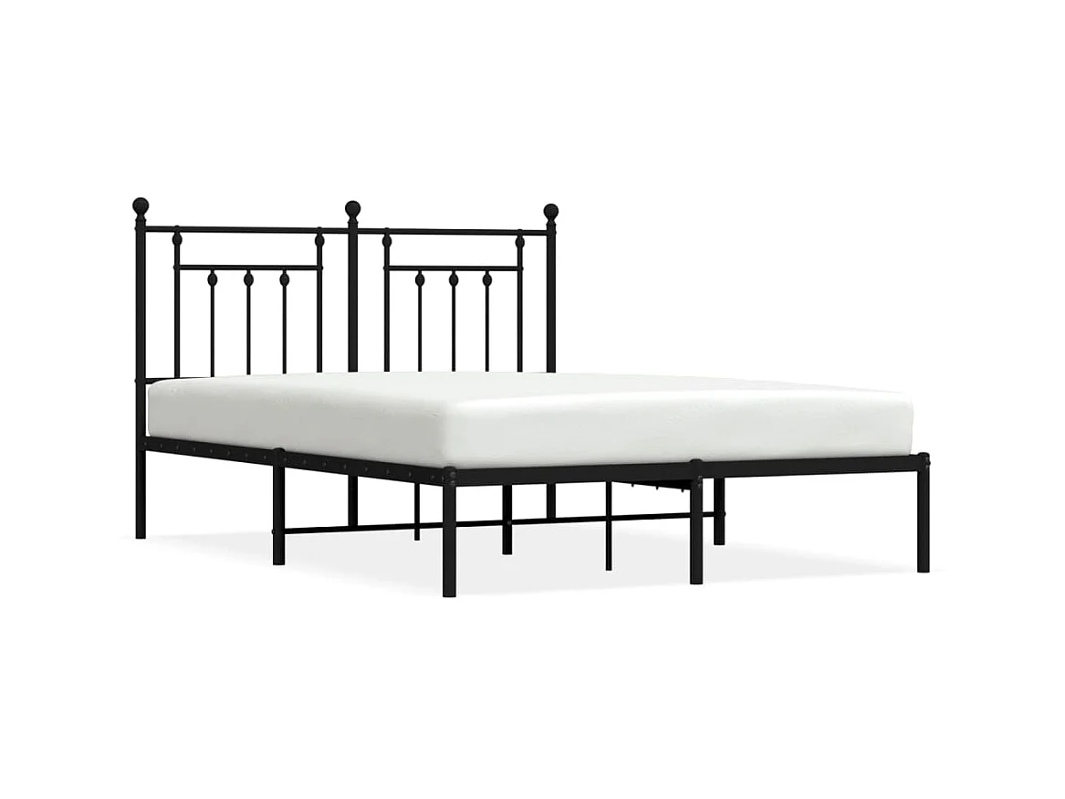 Lit-140x190 cm métal avec tête de lit noir EGGB94221