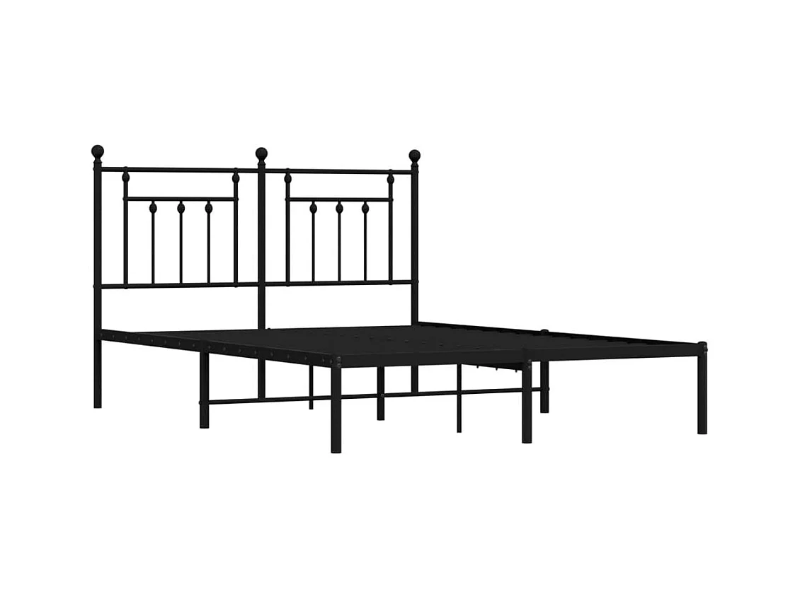 Lit-140x190 cm métal avec tête de lit noir EGGB94221