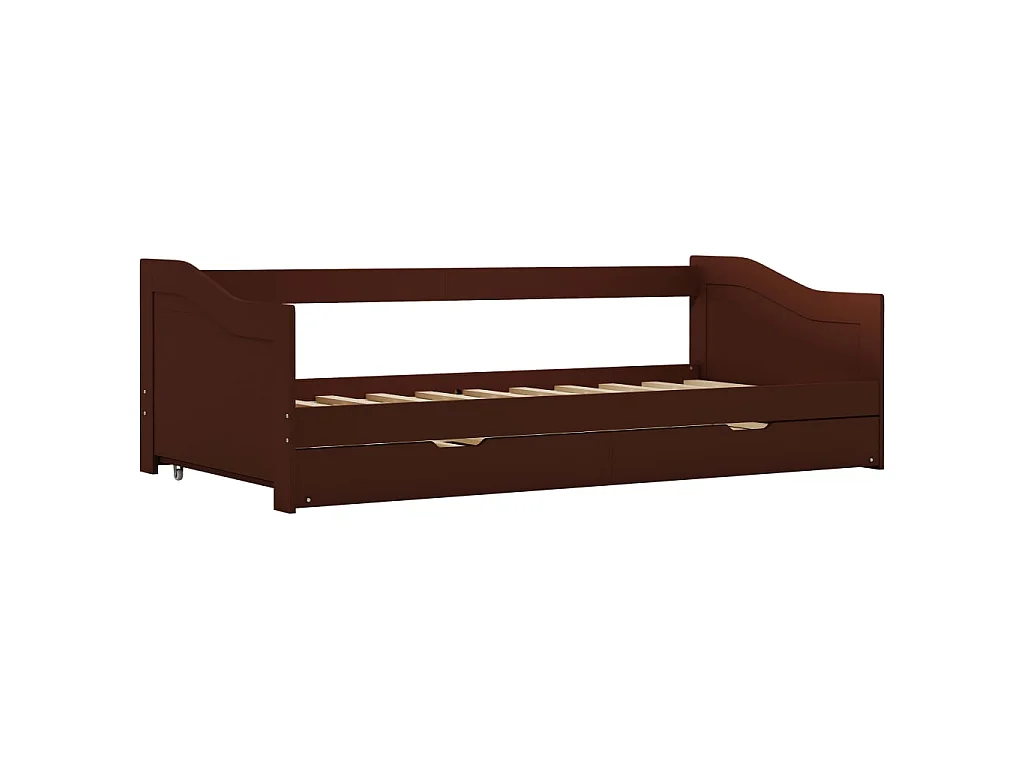 Cama de solteiro de puxar 90x200 cm madeira pinho castanho PT665820