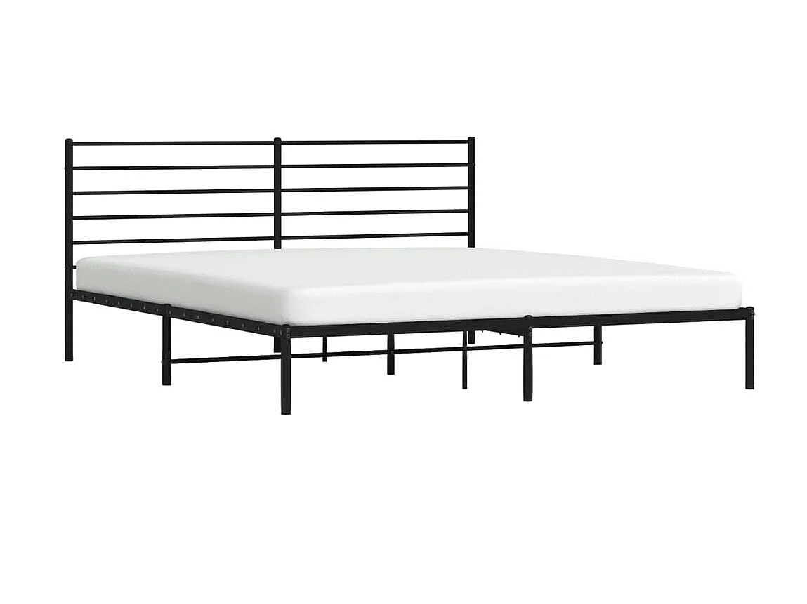 Lit-183x213 cm métal avec tête de lit noir EGGB74763