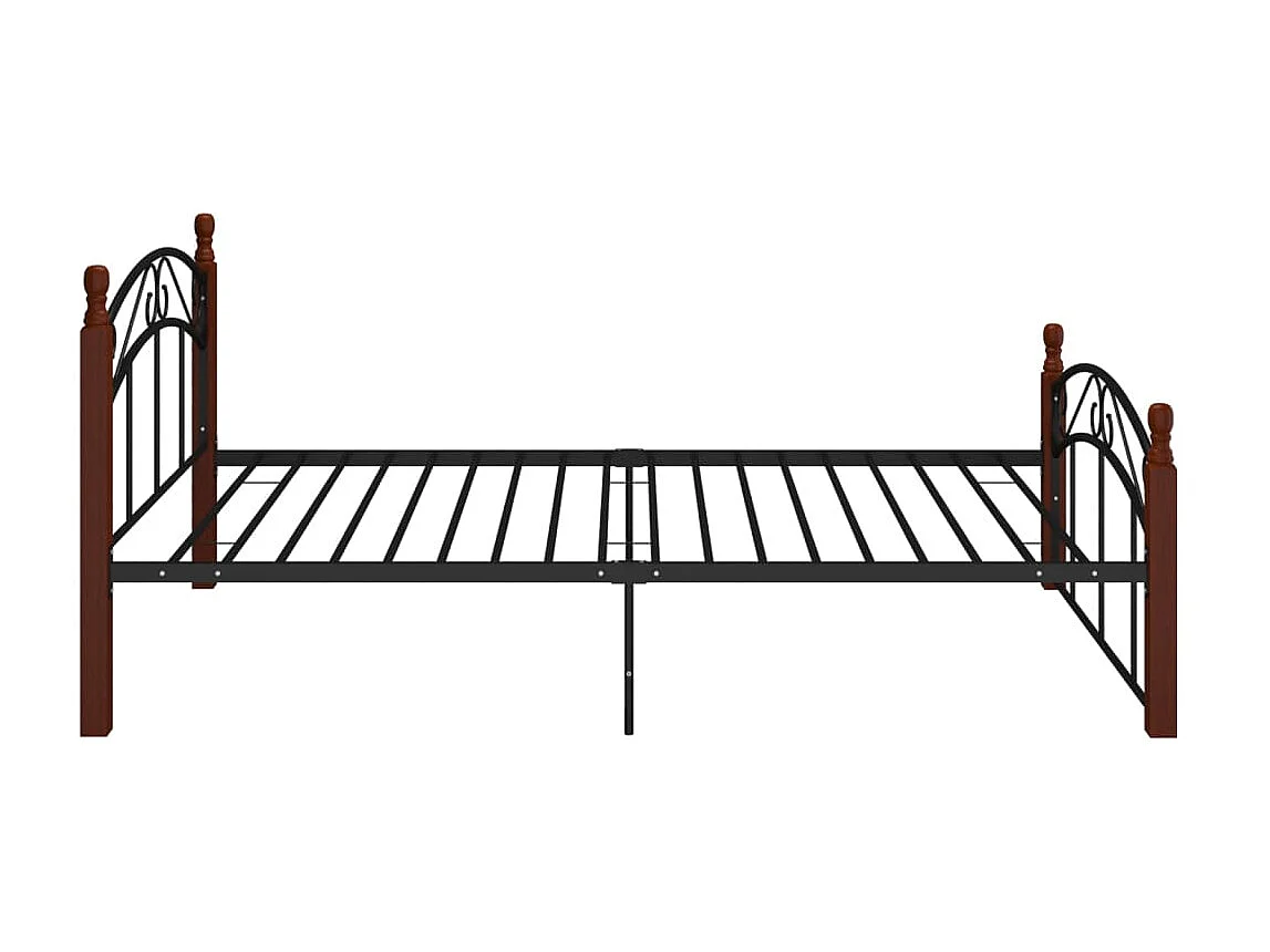 Bedframe metaal en massief eikenhout zwart 120x200 cm NL89124