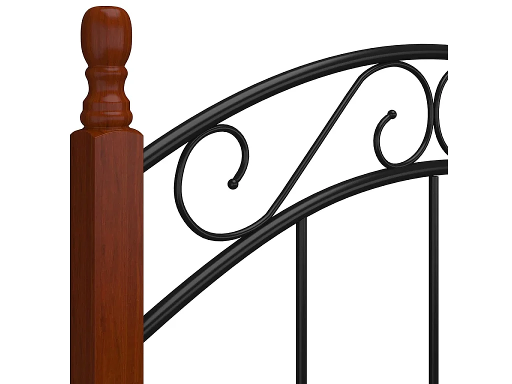 Bedframe metaal en massief eikenhout zwart 120x200 cm NL89124