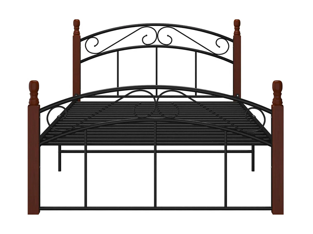 Cama 120x200cm metal/madeira carvalho maciça preto PT309397