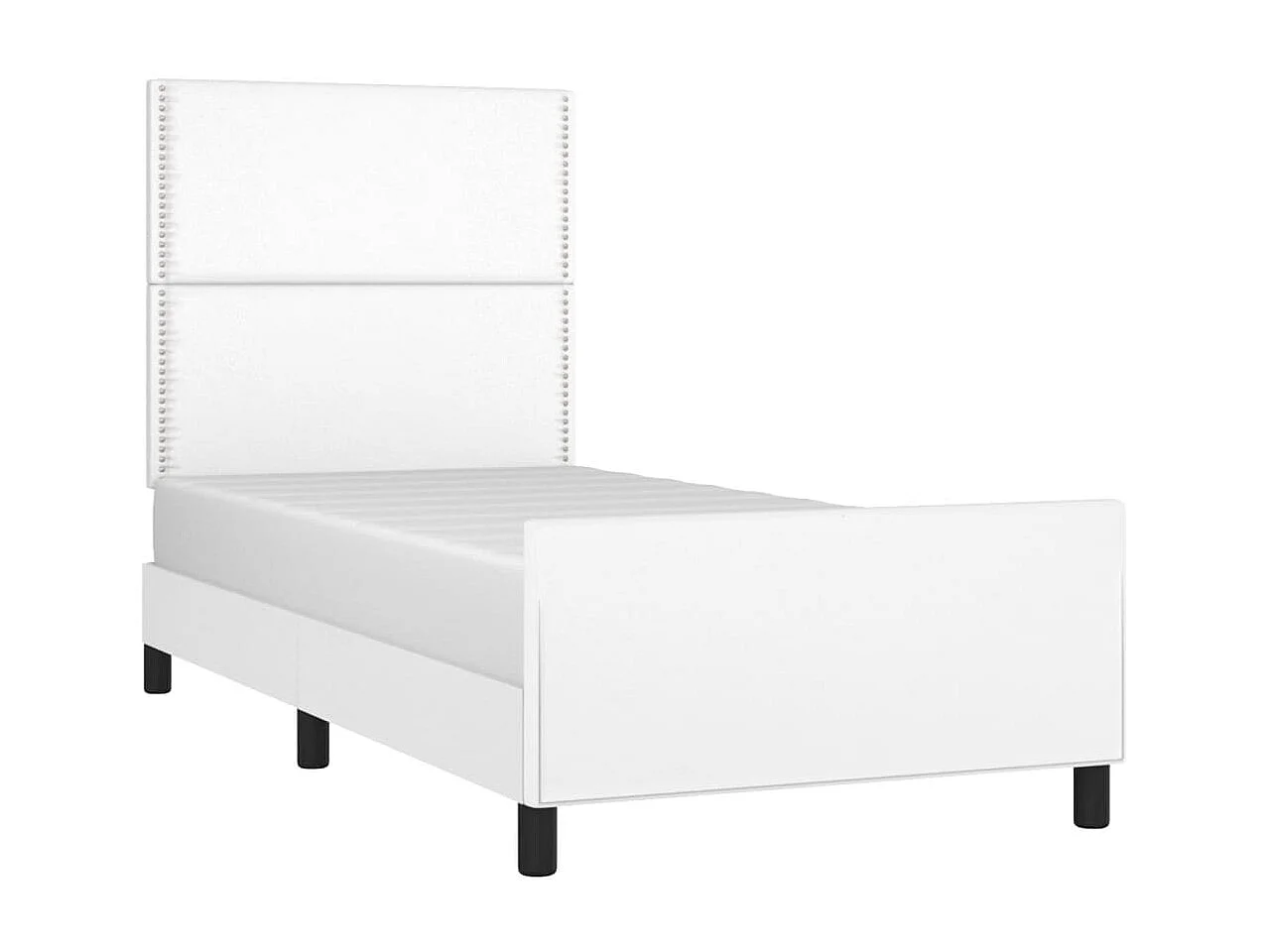 Cama 80x200 cm con cabecero cuero sintético blanco ES96689