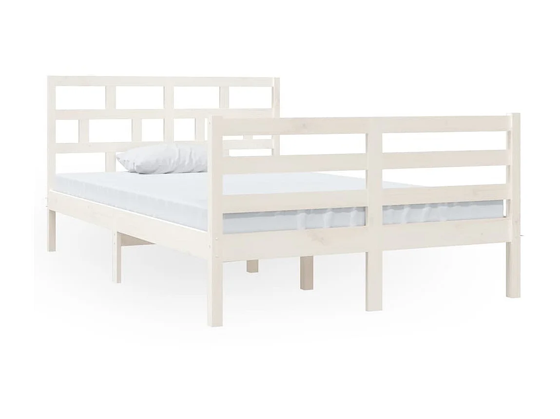 Lit-120x190 cm Blanc Bois massif Petit Double EGGB39889