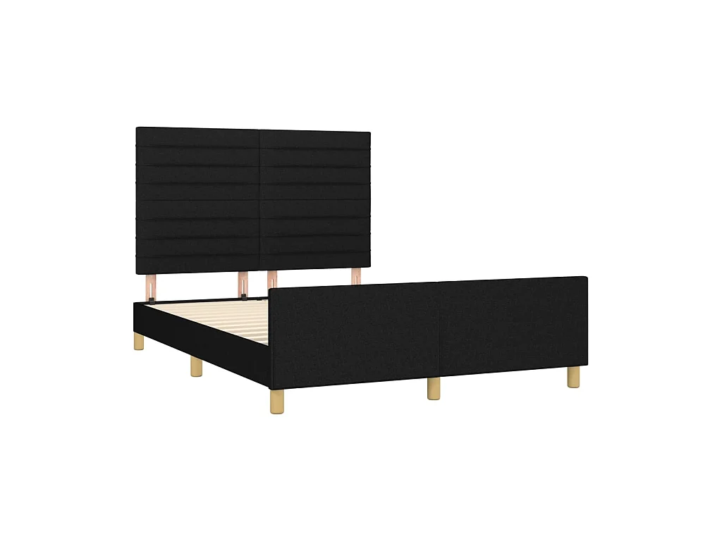 Lit-140x190 cm avec tête de lit Noir Tissu EGGB47192