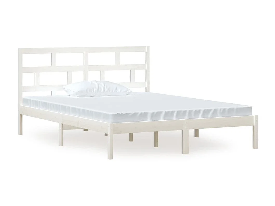 Lit-150x200 cm Blanc Bois massif Très grand EGGB71150