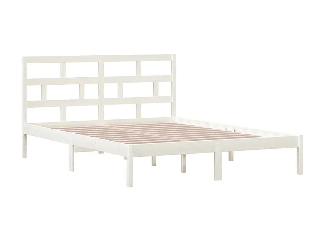 Lit-150x200 cm Blanc Bois massif Très grand EGGB71150