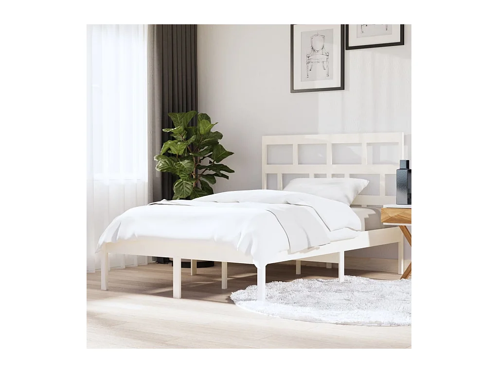 Cama 150x200 cm de madera maciza blanco ES35784