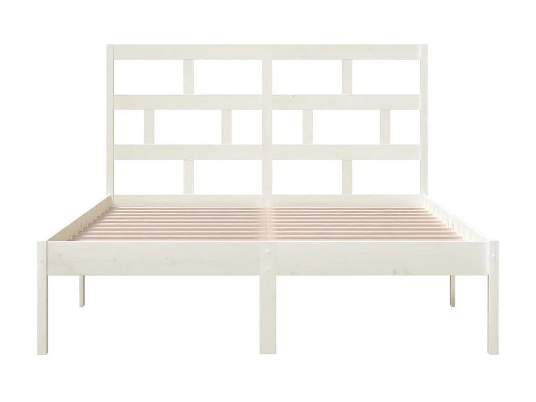 Lit-150x200 cm Blanc Bois massif Très grand EGGB71150