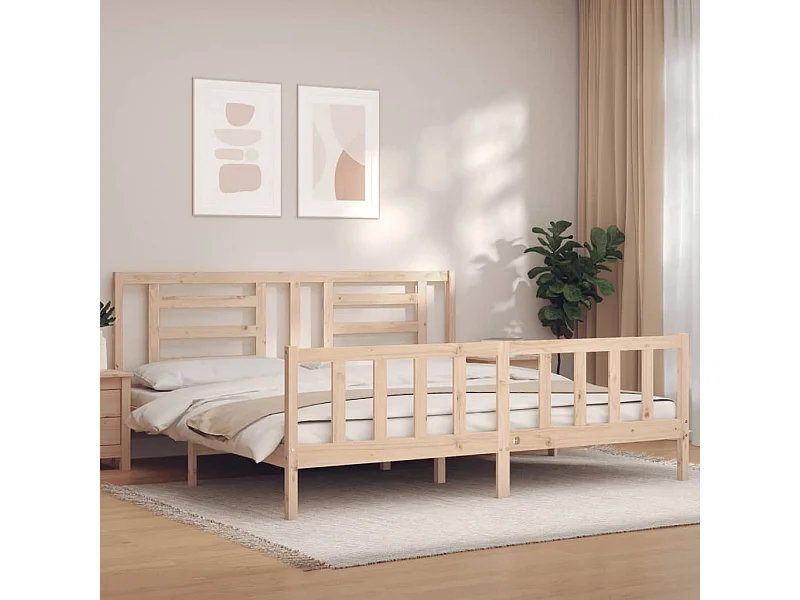 Cama com cabeceira 200x200 cm madeira maciça PT402749