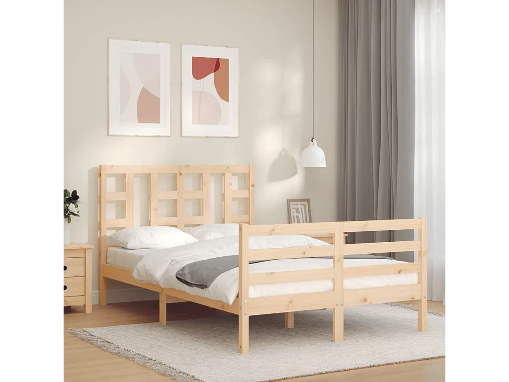 Lit-120x190 cm avec tête de lit petit double bois massif EGGB84376