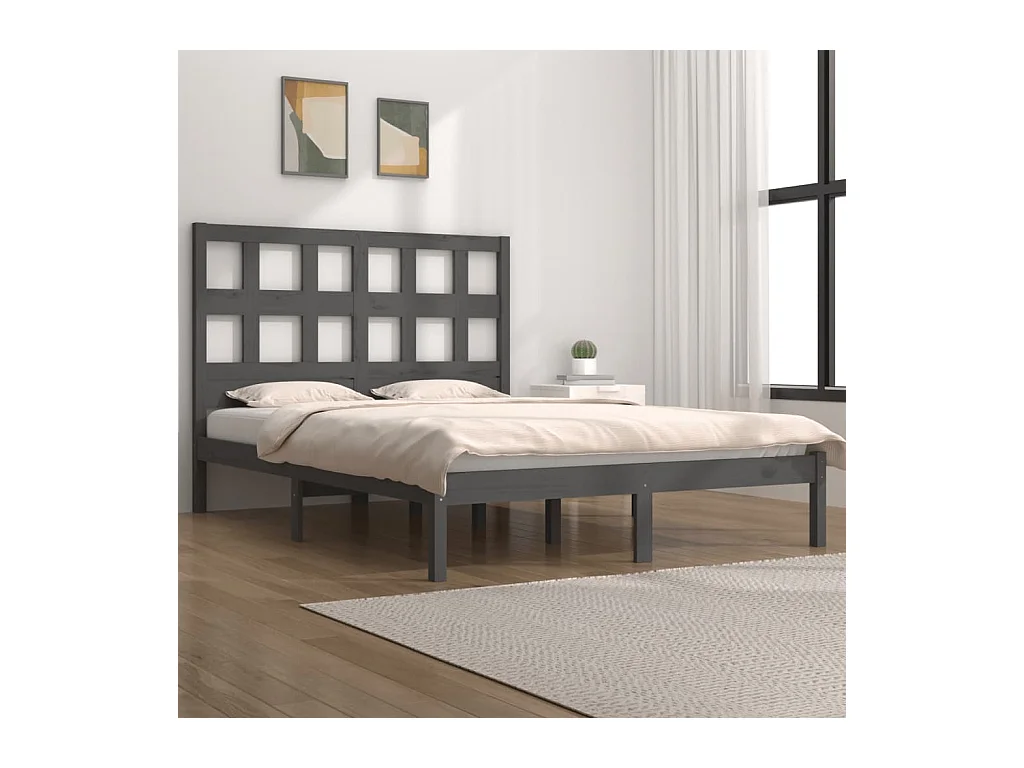 Bedframe massief grenenhout grijs 180x200 cm NL53957