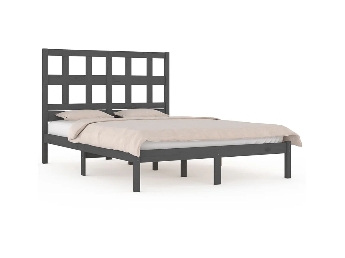 Bedframe massief grenenhout grijs 180x200 cm NL53957
