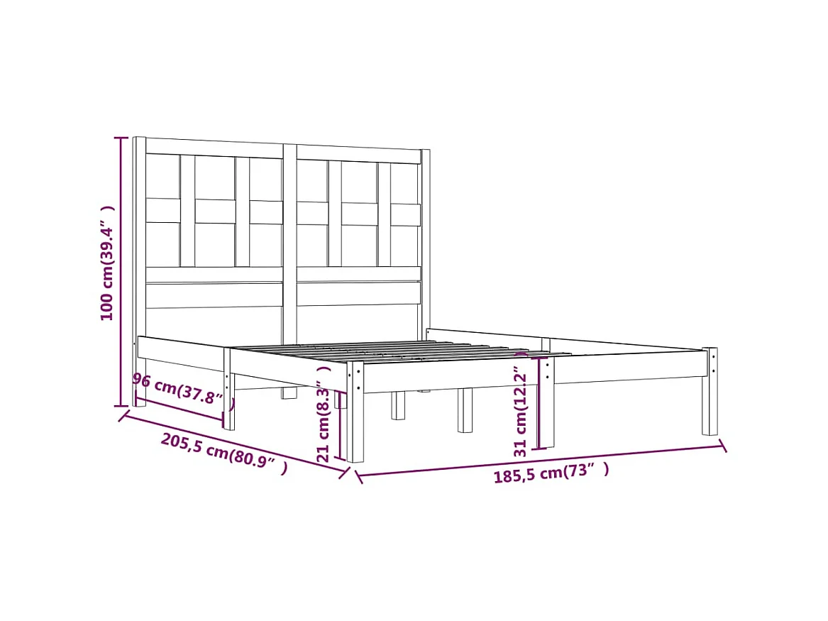 Bedframe massief grenenhout grijs 180x200 cm NL53957