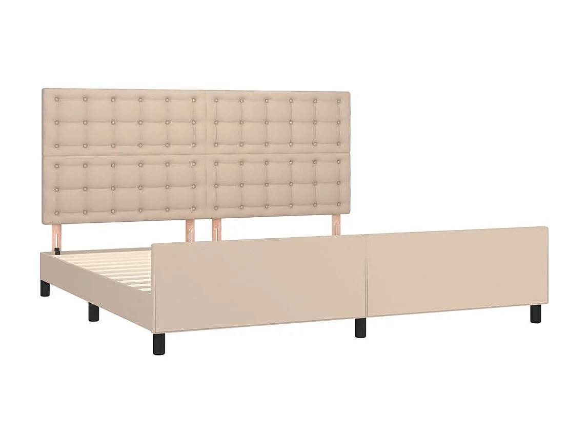 Cama + cabeceira 200x200 cm couro artificial cappuccino PT247210